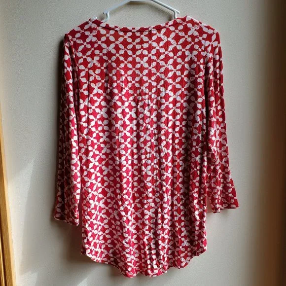 MICHAEL Michael Kors Red & White Geometric Print Jersey Size Small - Picture 16 of 16